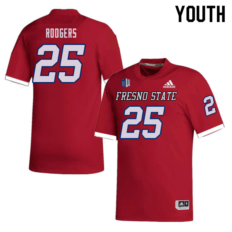 Youth #25 Caden Rodgers Fresno State Bulldogs College Football Jerseys Sale-Red - Click Image to Close